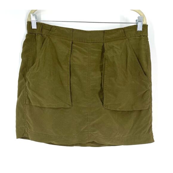Madewell Dresses & Skirts - Madewell Lookout Skirt Womens Medium Green Silk Cargo Pockets Lined Earthy Olive